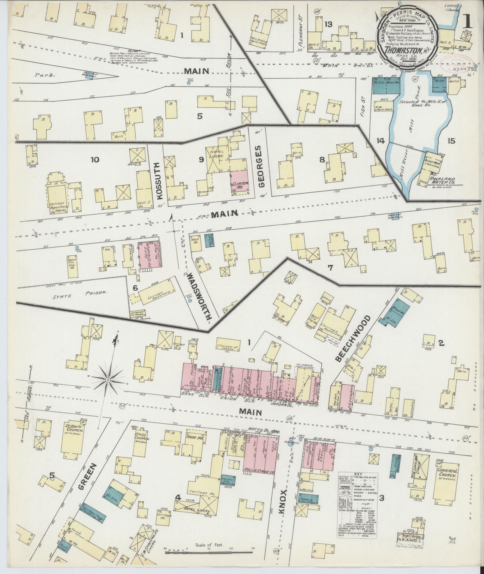 Sanborn Fire Insurance Map from Thomaston, Knox County, Maine. (1891) – Historic Sanborn Fire Insurance Map Print