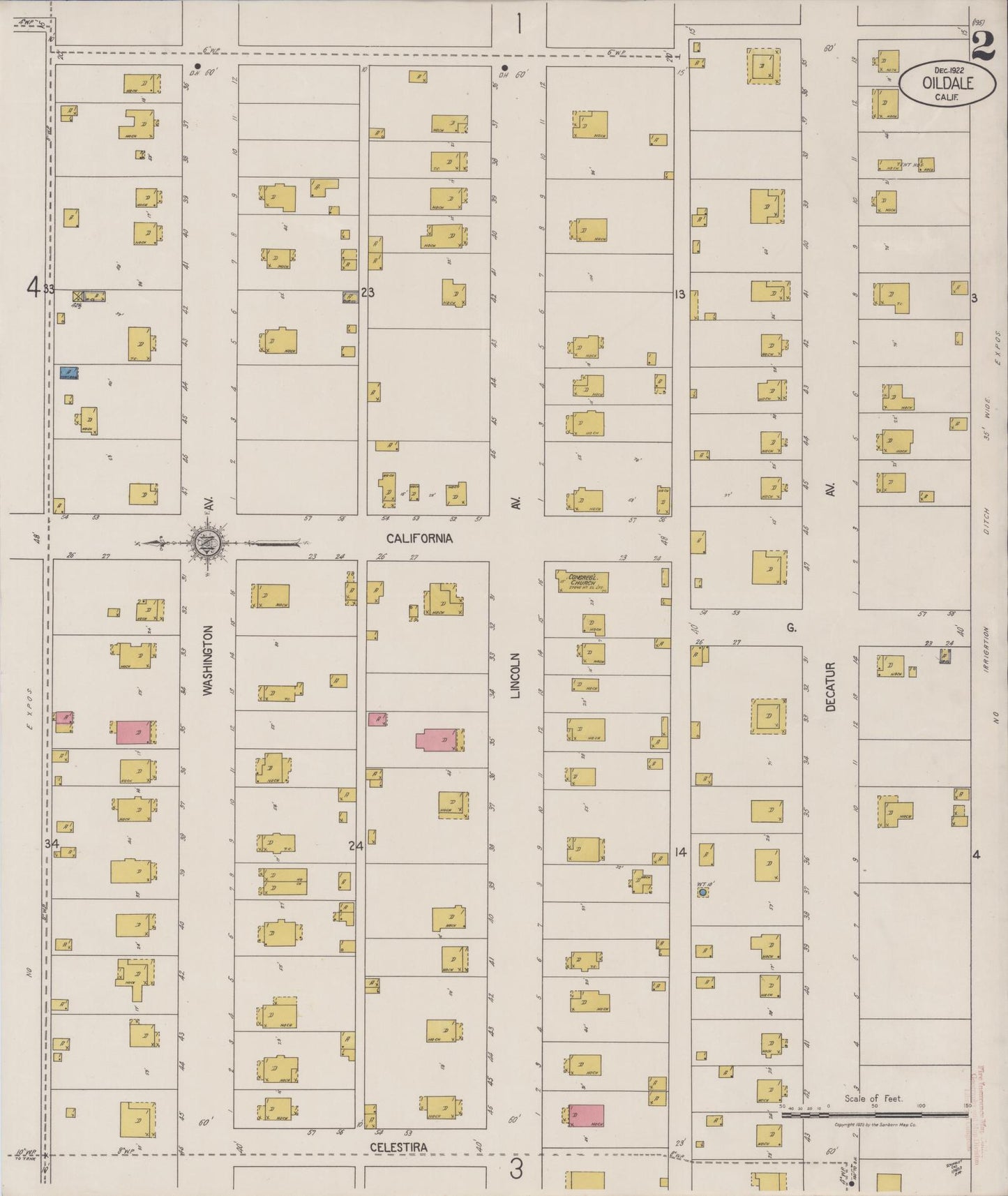 Sanborn Fire Insurance Map from Oildale, Kern County, California (1922), Sheet #0002 - Complete Map Set gallery image, historic Sanborn map, vintage wall art, California California