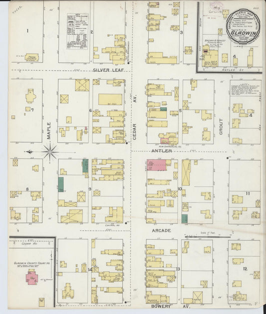 Sanborn Fire Insurance Map from Gladwin, Gladwin County, Michigan (1893), Sheet #0001 - Historic Sanborn Fire Insurance Map Print, vintage old map wall art, antique decor, genealogy gift, Michigan Michigan map