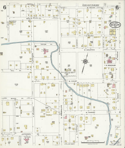 Sanborn Fire Insurance Map from Seguin, Guadalupe County, Texas (1924), Sheet #0006 - Complete Map Set gallery image, historic Sanborn map, vintage wall art, Texas Texas