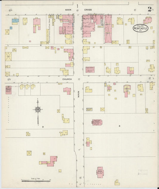 Sanborn Fire Insurance Map from New Castle, Henry County, Kentucky (1915), Sheet #0002 - Historic Sanborn Fire Insurance Map Print, vintage old map wall art, antique decor, genealogy gift, Kentucky Kentucky map
