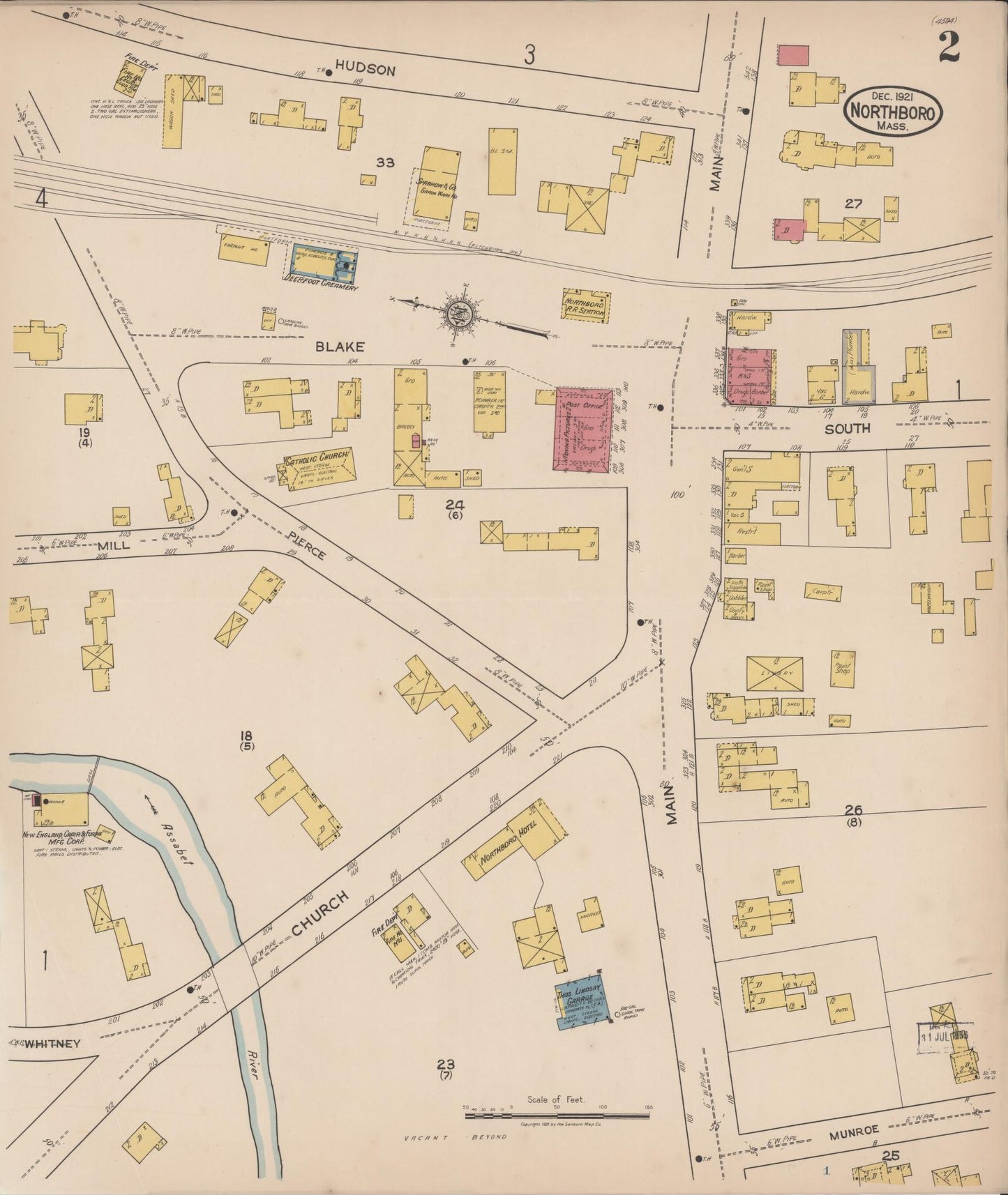 Sanborn Fire Insurance Map from Northboro, Worcester County, Massachusetts (1921), Sheet #0002 - Complete Map Set gallery image, historic Sanborn map, vintage wall art, Massachusetts Massachusetts