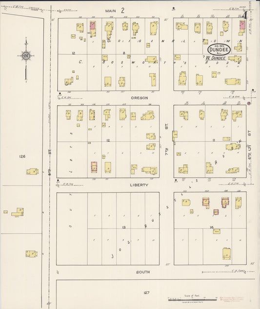 Sanborn Fire Insurance Map from Dundee, Kane County, Illinois (1922), Sheet #0004 - Historic Sanborn Fire Insurance Map Print, vintage old map wall art, antique decor, genealogy gift, Illinois Illinois map