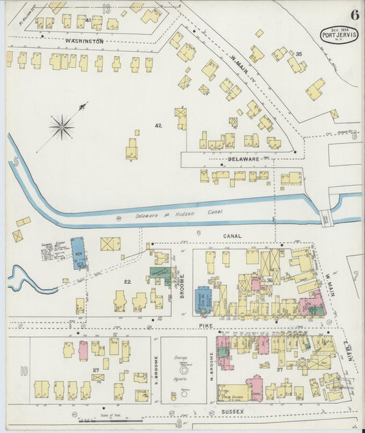 Sanborn Fire Insurance Map from Port Jervis, Orange County, New York (1894), Sheet #0006 - Historic Sanborn Fire Insurance Map Print, vintage old map wall art, antique decor, genealogy gift, New York New York map