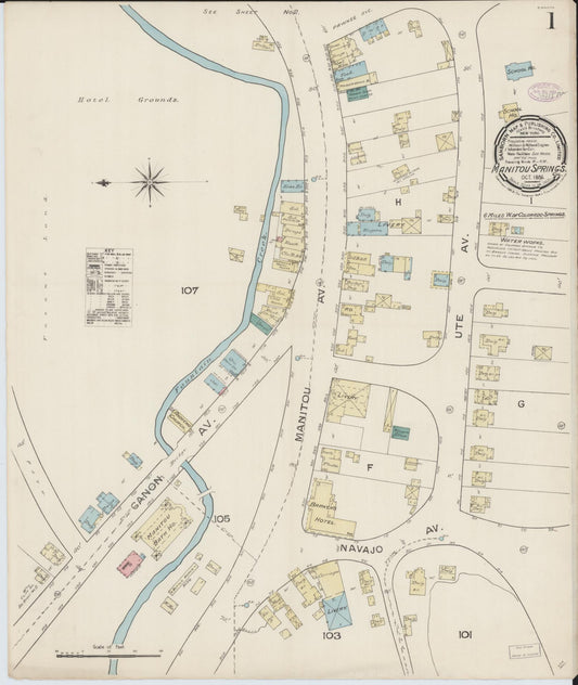 Sanborn Fire Insurance Map from Manitou, El Paso County, Colorado. (1886) – Historic Sanborn Fire Insurance Map Print