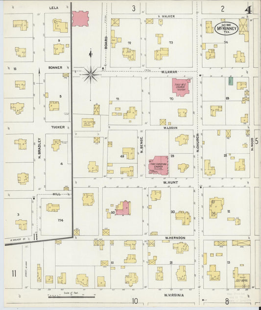 Sanborn Fire Insurance Map from McKinney, Collin County, Texas (1902), Sheet #0004 - Historic Sanborn Fire Insurance Map Print, vintage old map wall art, antique decor, genealogy gift, Texas Texas map
