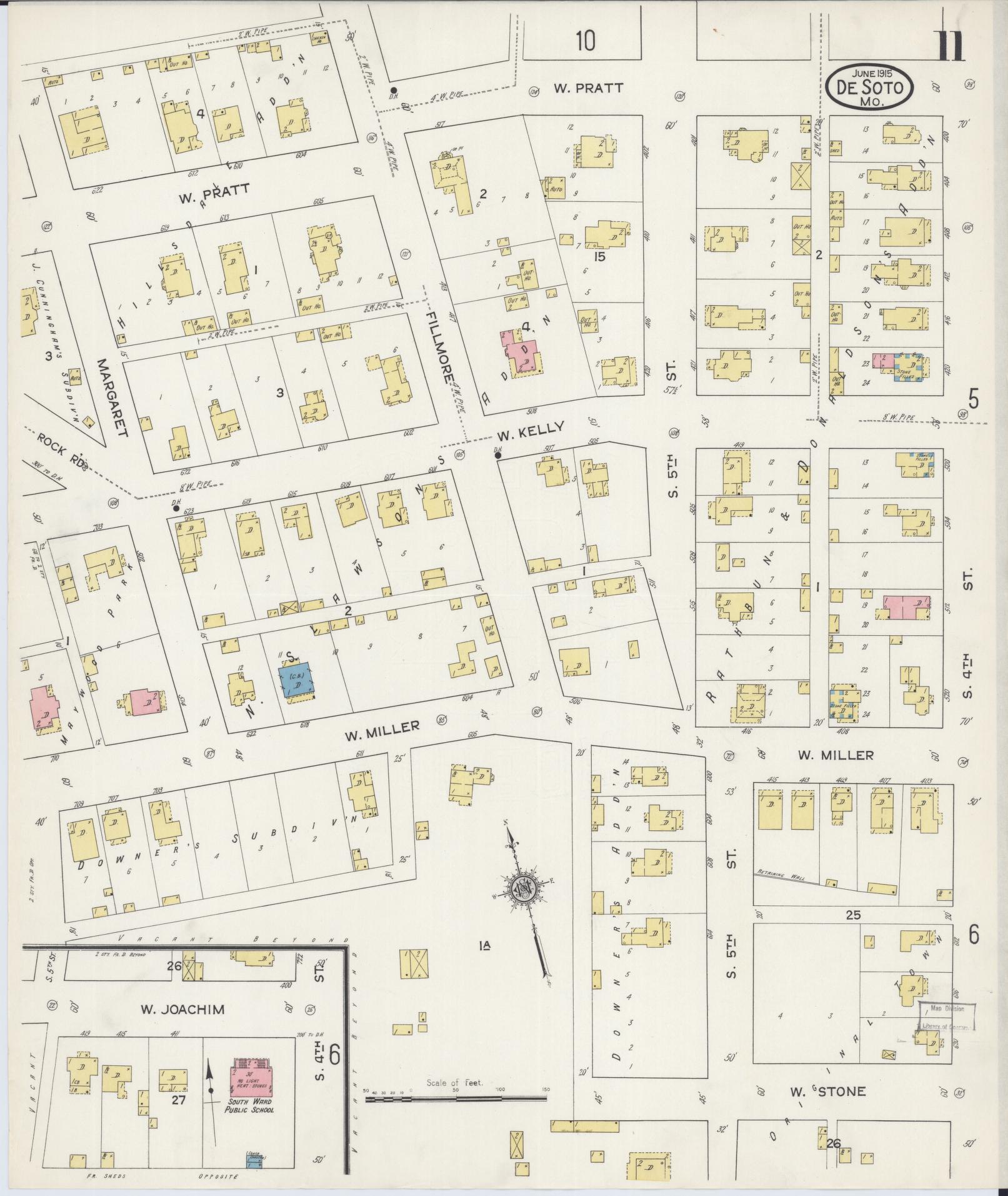 Sanborn Fire Insurance Map from De Soto, Jefferson County, Missouri (1915), Sheet #0011 - Historic Sanborn Fire Insurance Map Print, vintage old map wall art, antique decor, genealogy gift, Missouri Missouri map