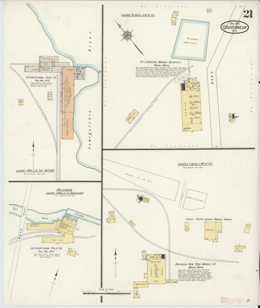 Sanborn Fire Insurance Map from Gouverneur, Saint Lawrence County, New York (1912), Sheet #0021 - Historic Sanborn Fire Insurance Map Print, vintage old map wall art, antique decor, genealogy gift, New York New York map
