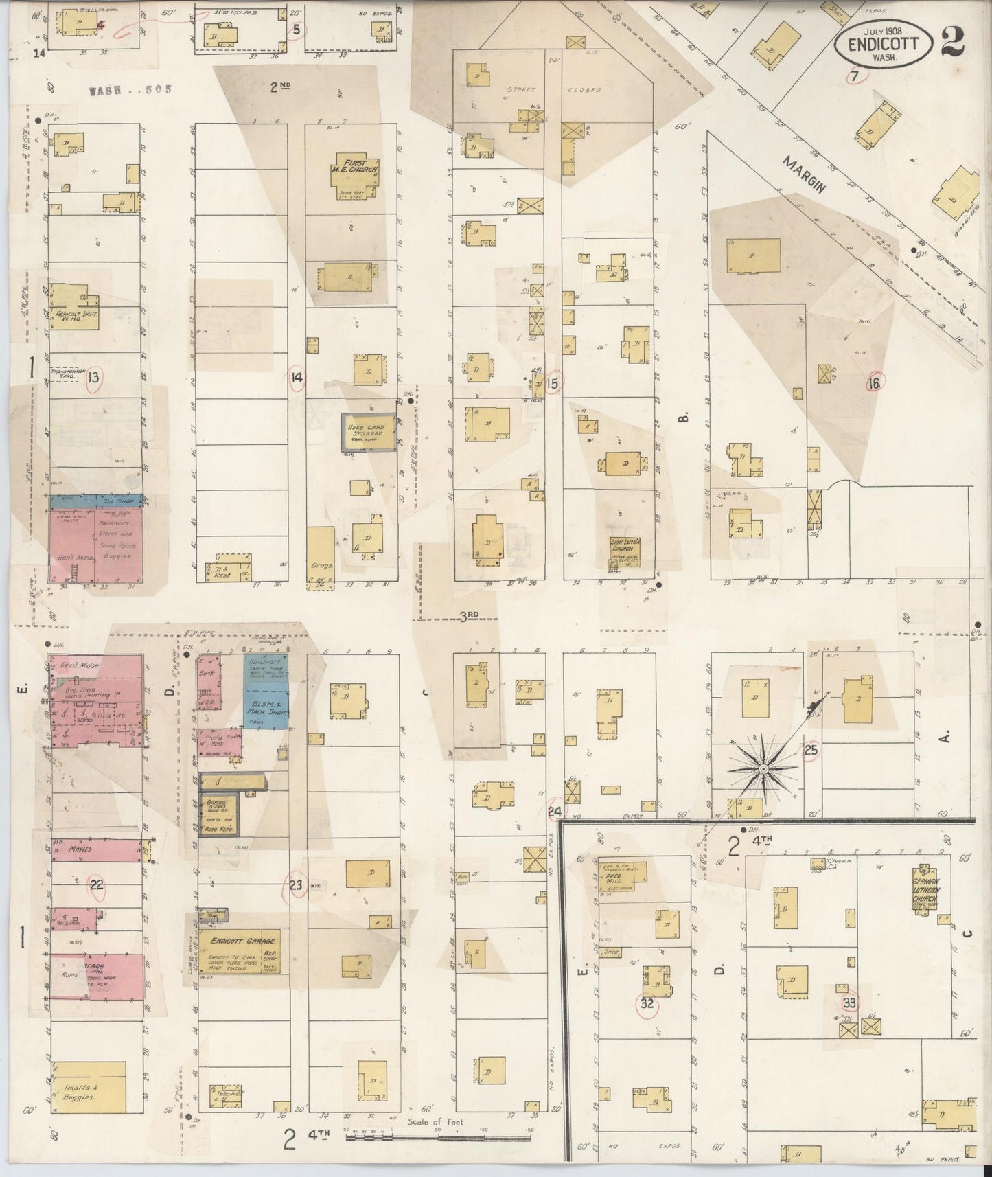 Sanborn Fire Insurance Map from Endicott, Whitman County, Washington (1931), Sheet #0002 - Complete Map Set gallery image, historic Sanborn map, vintage wall art, Washington Washington