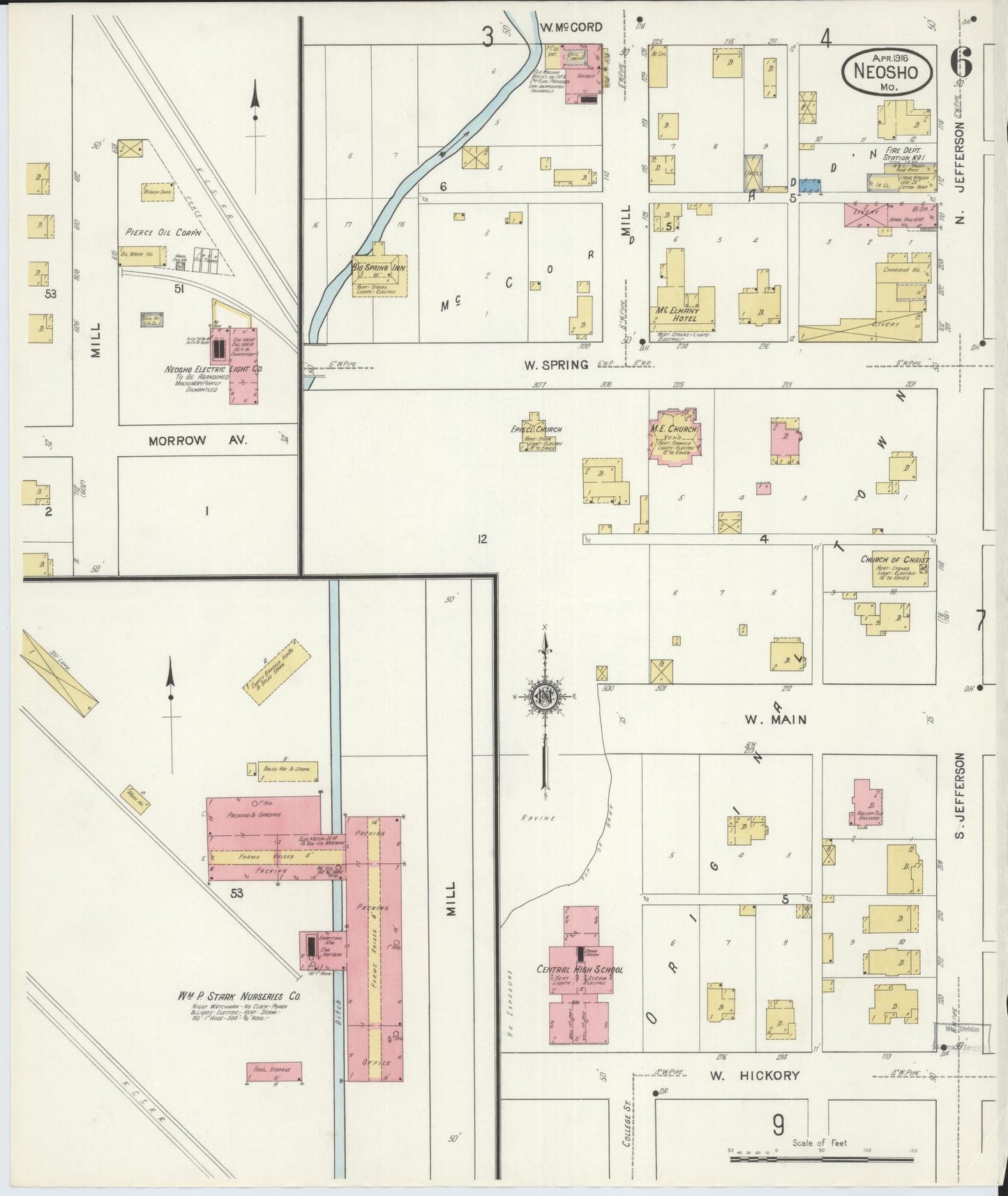 Sanborn Fire Insurance Map from Neosho, Newton County, Missouri (1916), Sheet #0006 - Complete Map Set gallery image, historic Sanborn map, vintage wall art, Missouri Missouri