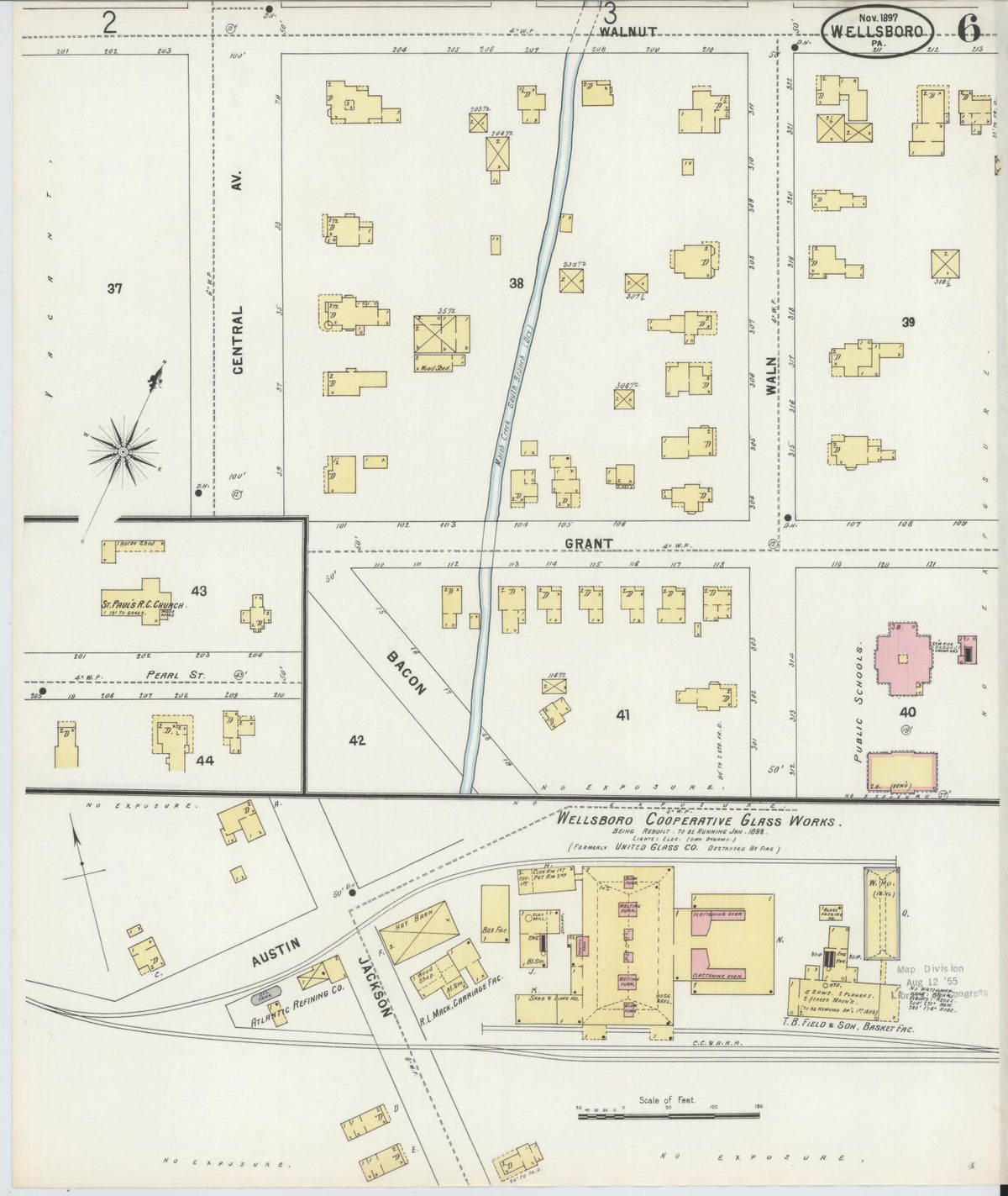 Sanborn Fire Insurance Map from Wellsboro, Tioga County, Pennsylvania (1897), Sheet #0006 - Historic Sanborn Fire Insurance Map Print, vintage old map wall art, antique decor, genealogy gift, Pennsylvania Pennsylvania map