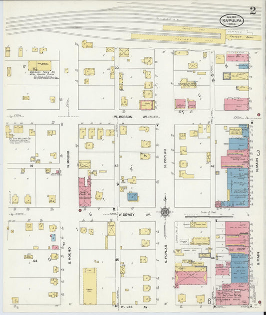 Sanborn Fire Insurance Map from Sapulpa, Creek County, Oklahoma (1911), Sheet #0002 - Historic Sanborn Fire Insurance Map Print, vintage old map wall art, antique decor, genealogy gift, Oklahoma Oklahoma map