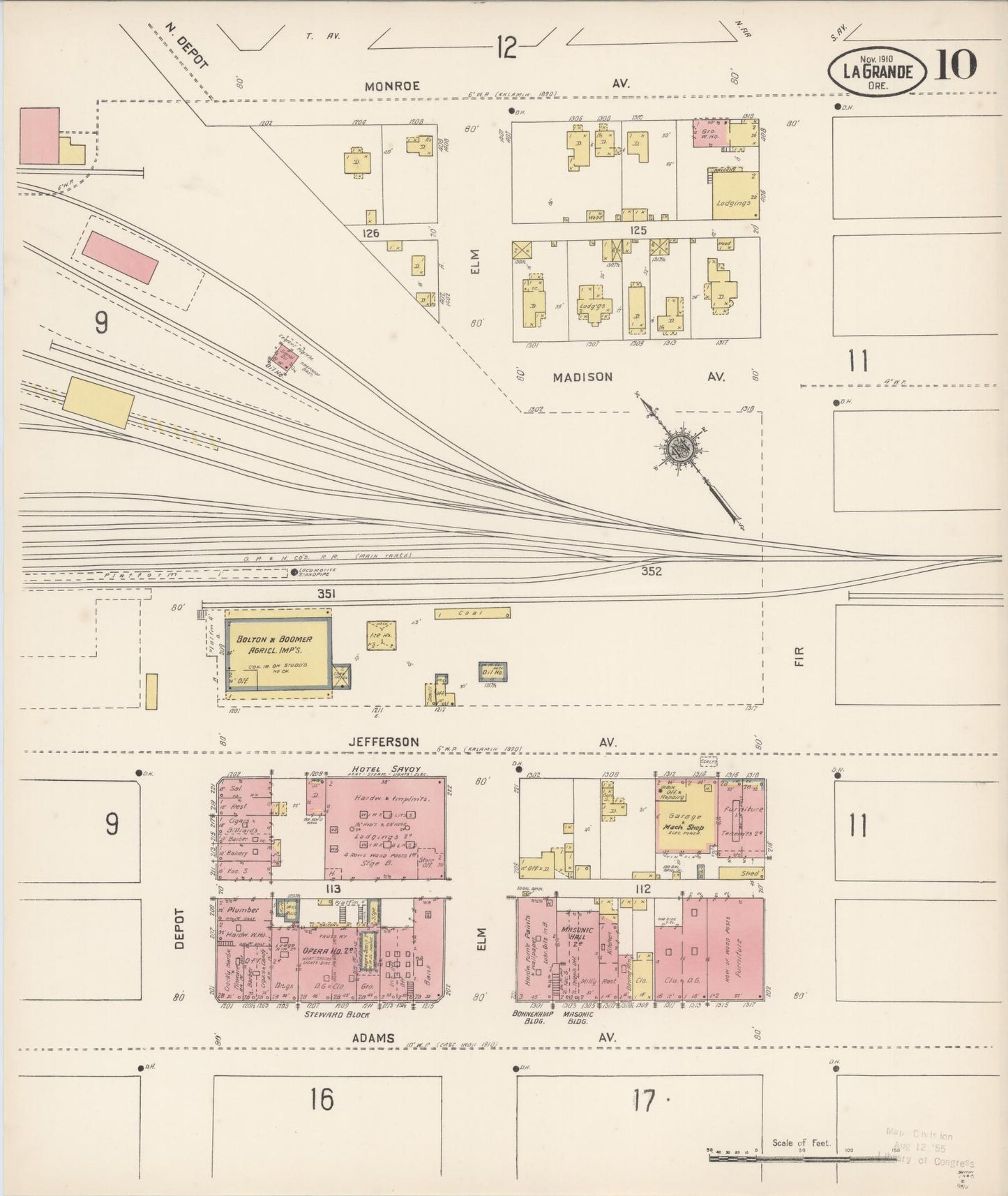 Sanborn Fire Insurance Map from La Grande, Union County, Oregon (1910), Sheet #0010 - Complete Map Set gallery image, historic Sanborn map, vintage wall art, Oregon Oregon