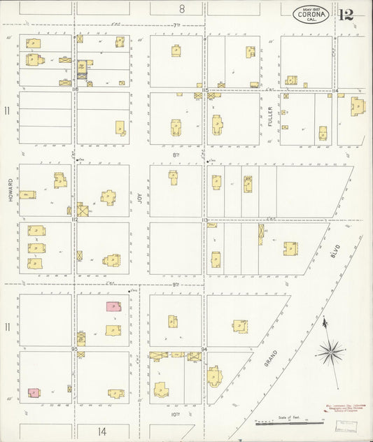 Sanborn Fire Insurance Map from Corona, Riverside County, California (1907), Sheet #0012 - Historic Sanborn Fire Insurance Map Print, vintage old map wall art, antique decor, genealogy gift, California California map