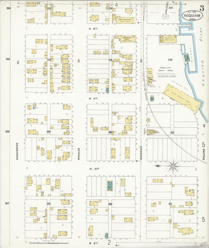 Sanborn Fire Insurance Map from Hoquiam, Grays Harbor County, Washington (1902), Sheet #0003 - Complete Map Set gallery image, historic Sanborn map, vintage wall art, Washington Washington