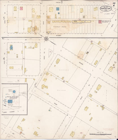 Sanborn Fire Insurance Map from Mountain Home, Elmore County, Idaho (1931), Sheet #0007 - Complete Map Set gallery image, historic Sanborn map, vintage wall art, Idaho Idaho