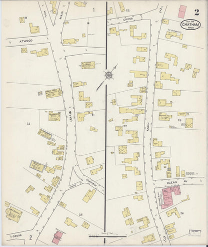 Sanborn Fire Insurance Map from Chatham, Barnstable County, Massachusetts (1915), Sheet #0002 - Historic Sanborn Fire Insurance Map Print, vintage old map wall art, antique decor, genealogy gift, Massachusetts Massachusetts map