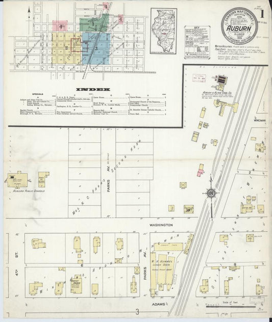 Sanborn Fire Insurance Map from Auburn, Sangamon County, Illinois. (1914) – Map View