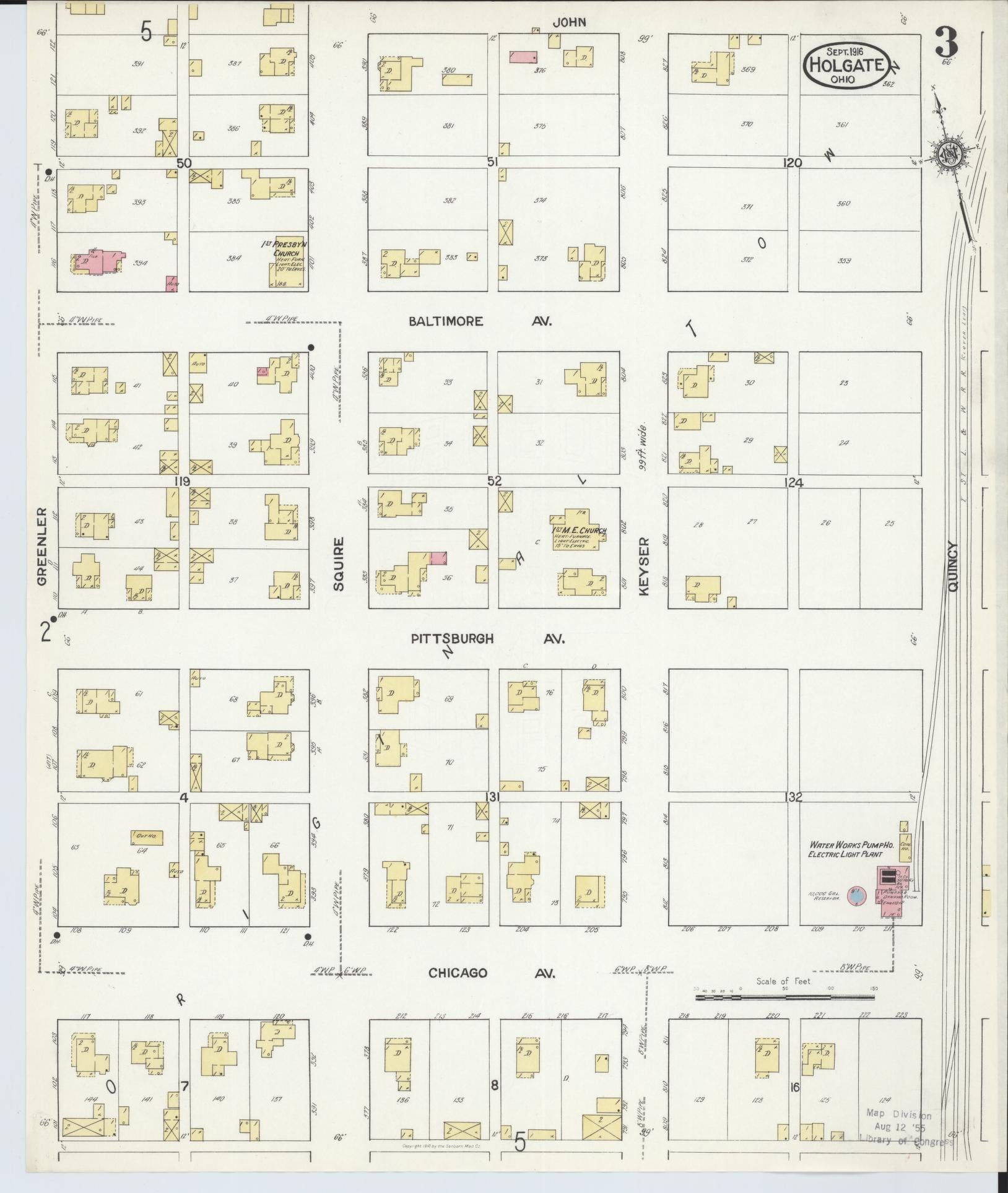 Sanborn Fire Insurance Map from Holgate, Henry County, Ohio (1916), Sheet #0003 - Historic Sanborn Fire Insurance Map Print, vintage old map wall art, antique decor, genealogy gift, Ohio Ohio map