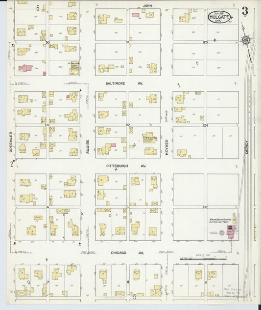 Sanborn Fire Insurance Map from Holgate, Henry County, Ohio (1916), Sheet #0003 - Historic Sanborn Fire Insurance Map Print, vintage old map wall art, antique decor, genealogy gift, Ohio Ohio map