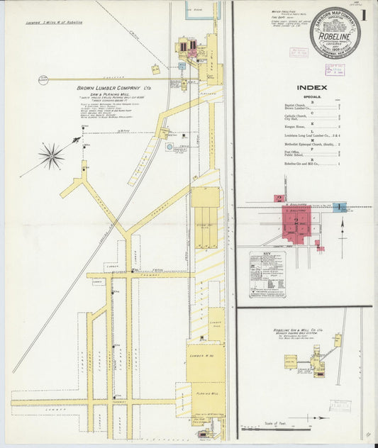 Sanborn Fire Insurance Map from Robeline, Natchitoches Parish, Louisiana. (1909) – Historic Sanborn Fire Insurance Map Print