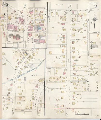 Sanborn Fire Insurance Map from Henderson, Rusk County, Texas (1949), Sheet #0003 - Historic Sanborn Fire Insurance Map Print, vintage old map wall art, antique decor, genealogy gift, Texas Texas map