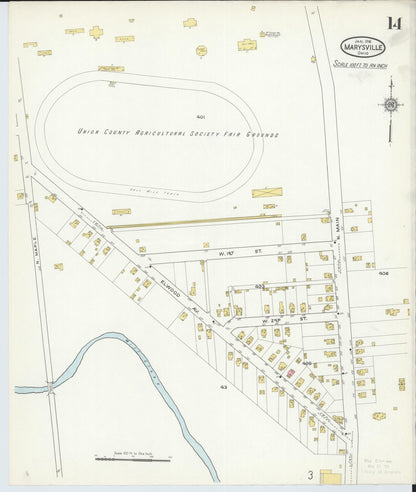 Sanborn Fire Insurance Map from Marysville, Union County, Ohio (1916), Sheet #0014 - Historic Sanborn Fire Insurance Map Print, vintage old map wall art, antique decor, genealogy gift, Ohio Ohio map