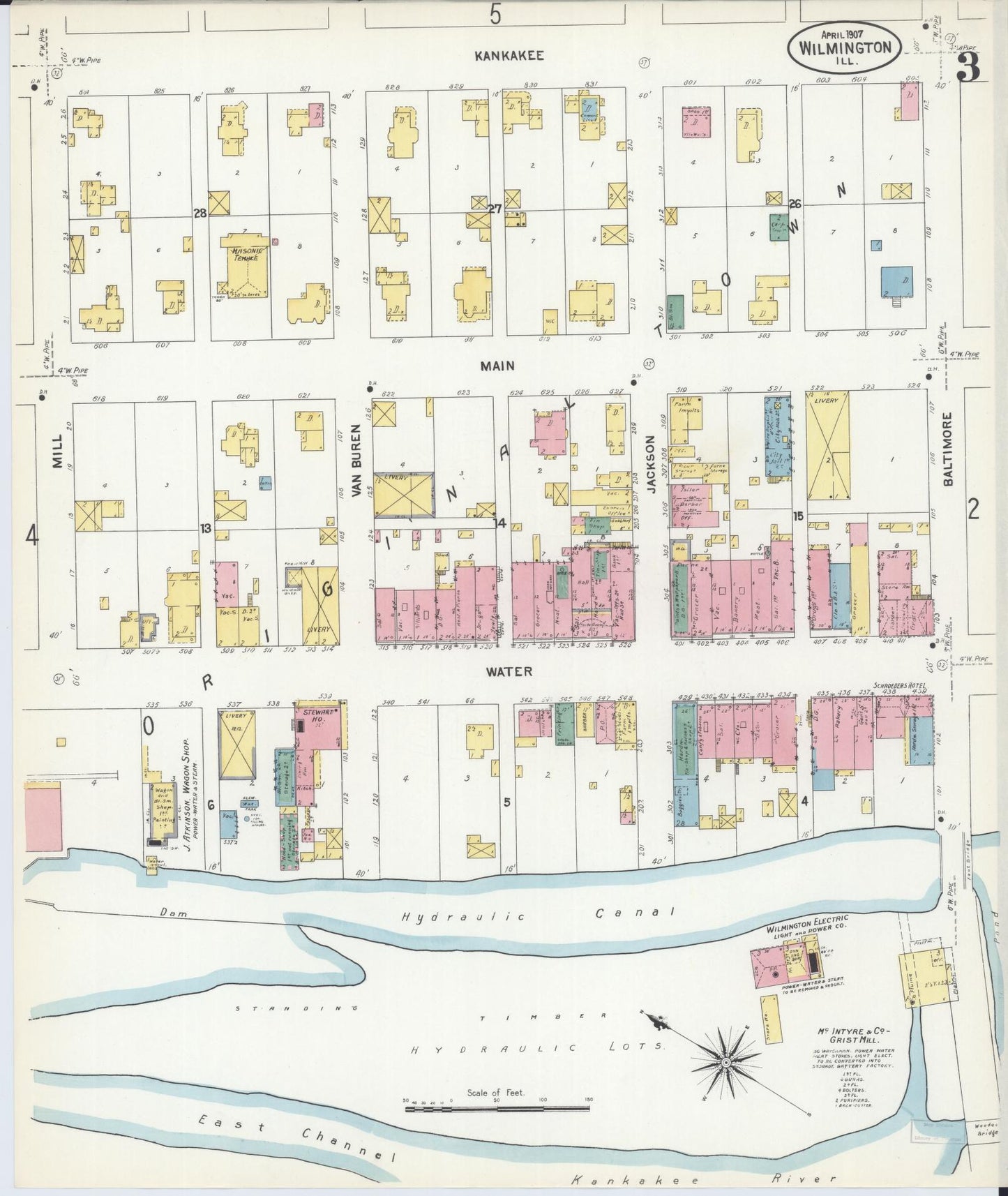 Sanborn Fire Insurance Map from Wilmington, Will County, Illinois (1907), Sheet #0003 - Complete Map Set gallery image, historic Sanborn map, vintage wall art, Illinois Illinois