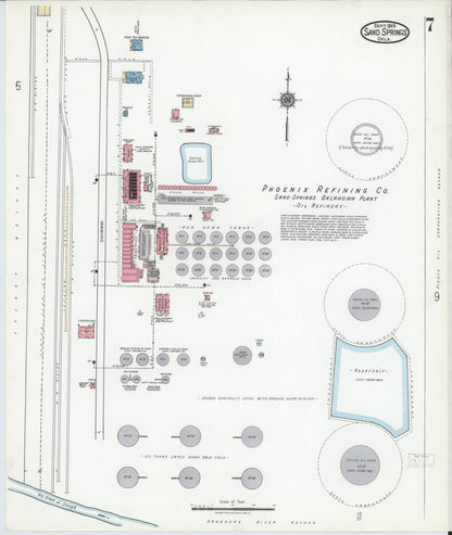 Sanborn Fire Insurance Map from Sand Springs, Tulsa County, Oklahoma (1919), Sheet #0007 - Complete Map Set gallery image, historic Sanborn map, vintage wall art, Oklahoma Oklahoma