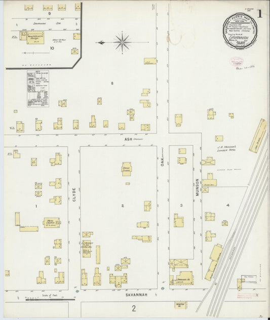 Sanborn Fire Insurance Map from Savannah, Wayne County, New York (1896), Sheet #0001 - Historic Sanborn Fire Insurance Map Print, vintage old map wall art, antique decor, genealogy gift, New York New York map