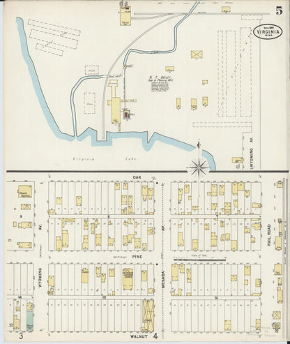 Sanborn Fire Insurance Map from Virginia, Saint Louis County, Minnesota (1897), Sheet #0005 - Complete Map Set gallery image, historic Sanborn map, vintage wall art, Minnesota Minnesota
