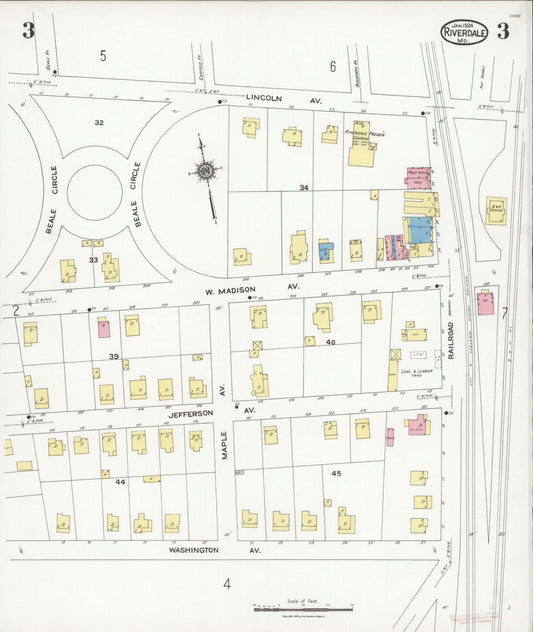 Sanborn Fire Insurance Map from Riverdale, Prince Georges County, Maryland (1924), Sheet #0003 - Historic Sanborn Fire Insurance Map Print, vintage old map wall art