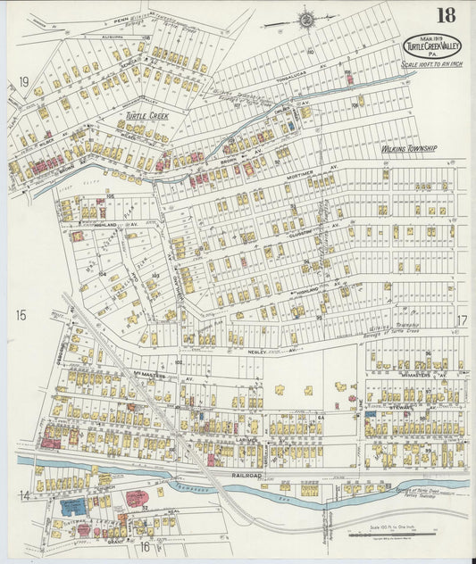 Sanborn Fire Insurance Map from Turtle Creek Valley, Allegheny County, Pennsylvania (1919), Sheet #0018 - Historic Sanborn Fire Insurance Map Print, vintage old map wall art, antique decor, genealogy gift, Pennsylvania Pennsylvania map