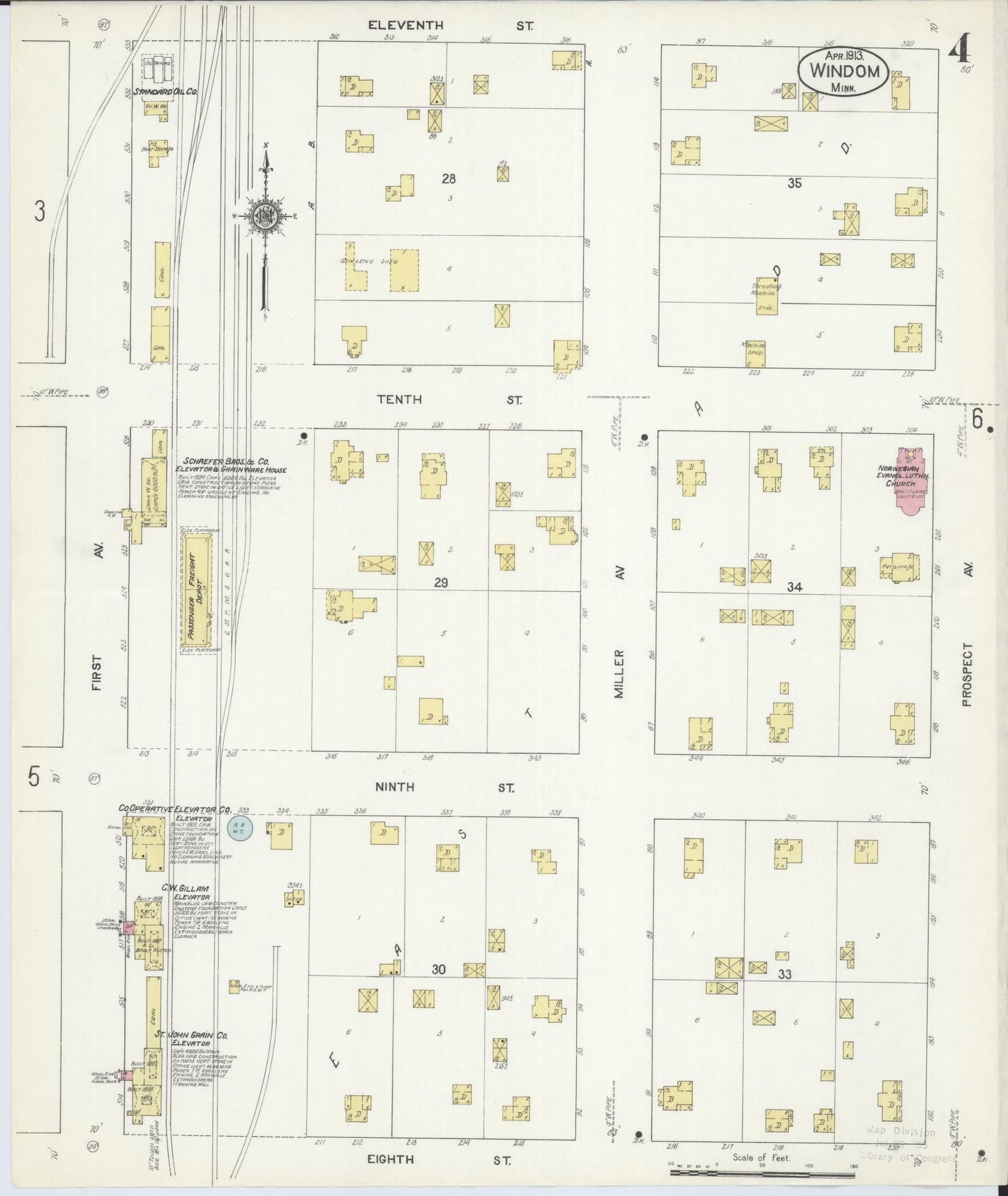 Sanborn Fire Insurance Map from Windom, Cottonwood County, Minnesota (1913), Sheet #0004 - Complete Map Set gallery image, historic Sanborn map, vintage wall art, Minnesota Minnesota