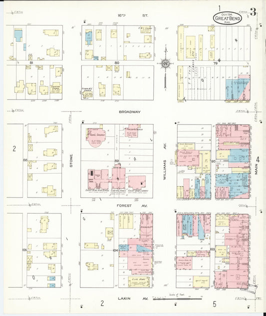 Sanborn Fire Insurance Map from Great Bend, Barton County, Kansas (1914), Sheet #0003 - Historic Sanborn Fire Insurance Map Print, vintage old map wall art, antique decor, genealogy gift, Kansas Kansas map