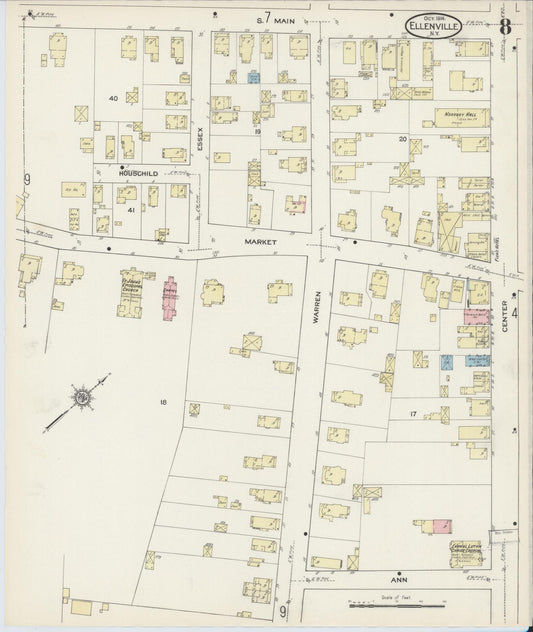 Sanborn Fire Insurance Map from Ellenville, Ulster County, New York (1914), Sheet #0008 - Historic Sanborn Fire Insurance Map Print, vintage old map wall art, antique decor, genealogy gift, New York New York map