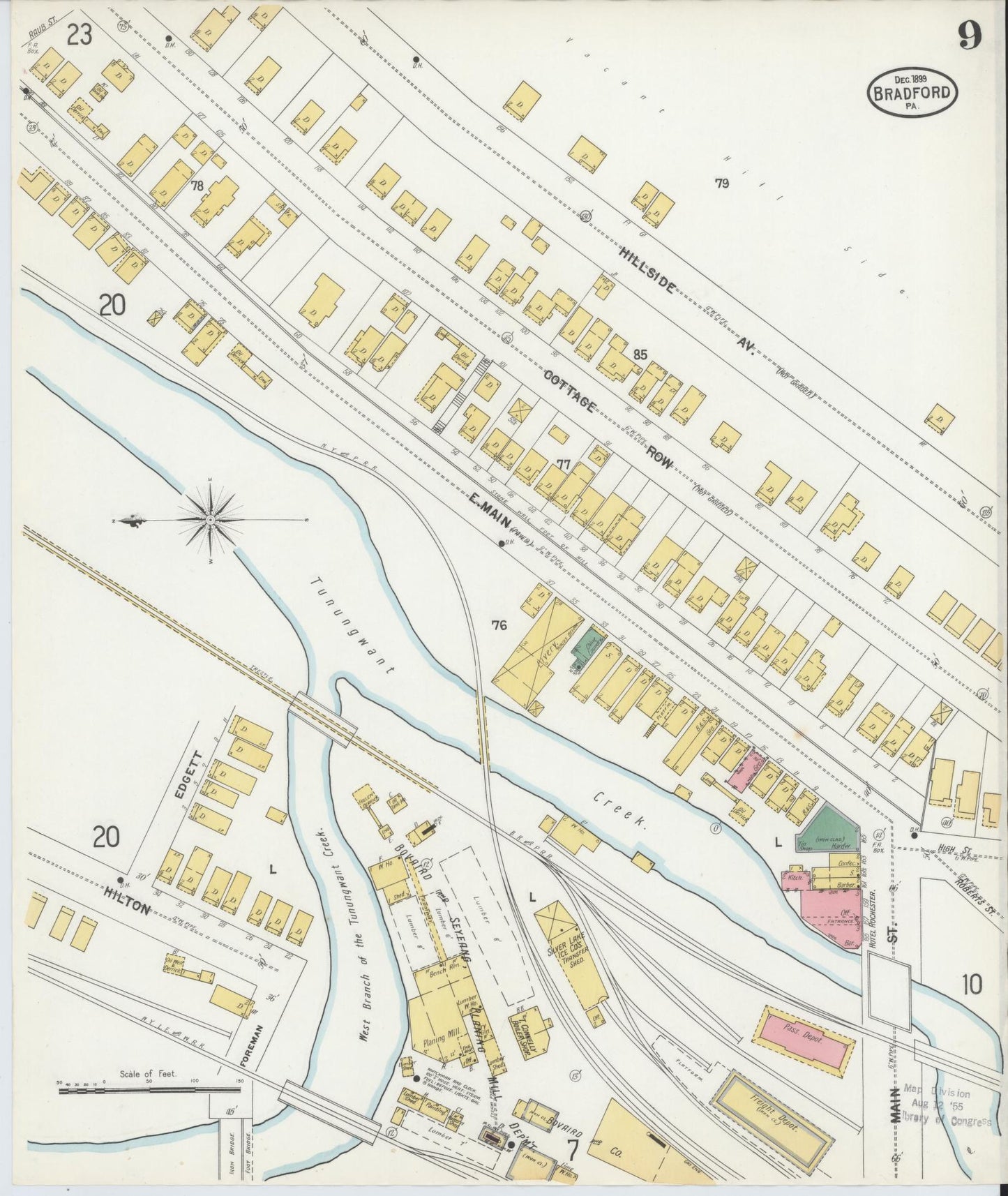 Sanborn Fire Insurance Map from Bradford, McKean County, Pennsylvania (1899), Sheet #0009 - Historic Sanborn Fire Insurance Map Print, vintage old map wall art, antique decor, genealogy gift, Pennsylvania Pennsylvania map