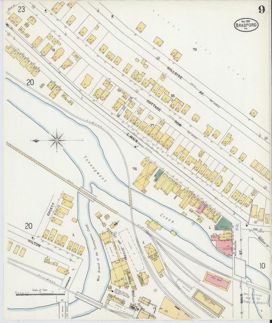 Sanborn Fire Insurance Map from Bradford, McKean County, Pennsylvania (1899), Sheet #0009 - Historic Sanborn Fire Insurance Map Print, vintage old map wall art, antique decor, genealogy gift, Pennsylvania Pennsylvania map