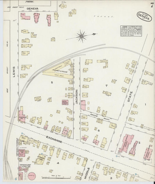 Sanborn Fire Insurance Map from Geneva, Ontario County, New York (1884), Sheet #0007 - Historic Sanborn Fire Insurance Map Print, vintage old map wall art, antique decor, genealogy gift, New York New York map