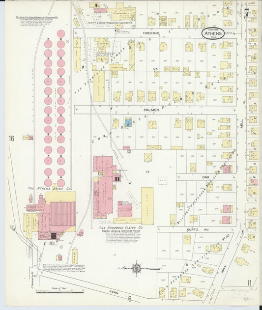 Sanborn Fire Insurance Map from Athens, Athens County, Ohio (1914), Sheet #0007 - Historic Sanborn Fire Insurance Map Print, vintage old map wall art, antique decor, genealogy gift, Ohio Ohio map