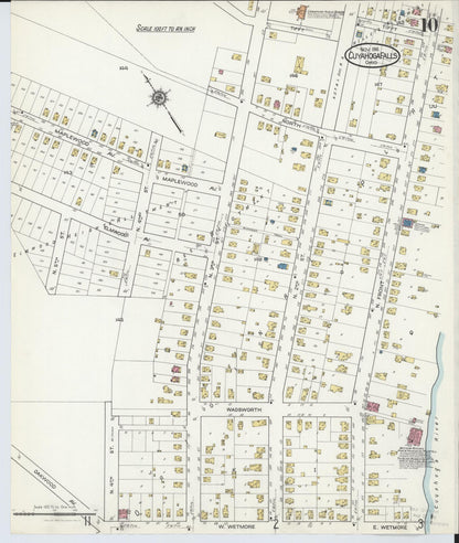 Sanborn Fire Insurance Map from Cuyahoga Falls, Summit County, Ohio (1916), Sheet #0010 - Historic Sanborn Fire Insurance Map Print, vintage old map wall art, antique decor, genealogy gift, Ohio Ohio map