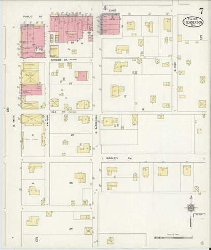 Sanborn Fire Insurance Map from Henderson, Rusk County, Texas (1912), Sheet #0007 - Complete Map Set gallery image, historic Sanborn map, vintage wall art, Texas Texas