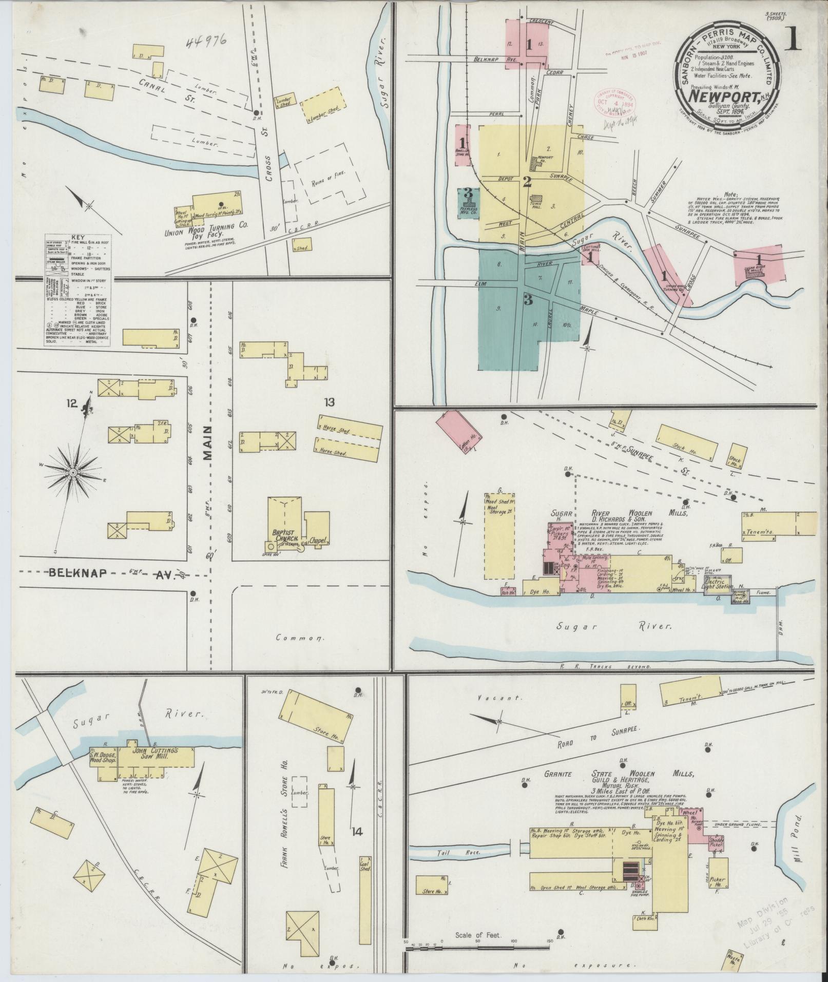 Sanborn Fire Insurance Map from Newport, Sullivan County, New Hampshire. (1894) – Historic Sanborn Fire Insurance Map Print