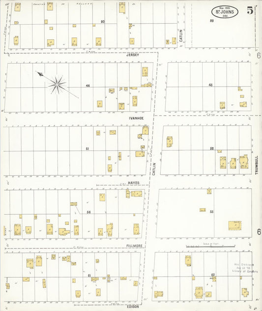 Sanborn Fire Insurance Map from Saint Johns, Multnomah County, Oregon (1905), Sheet #0005 - Historic Sanborn Fire Insurance Map Print, vintage old map wall art, antique decor, genealogy gift, Oregon Oregon map
