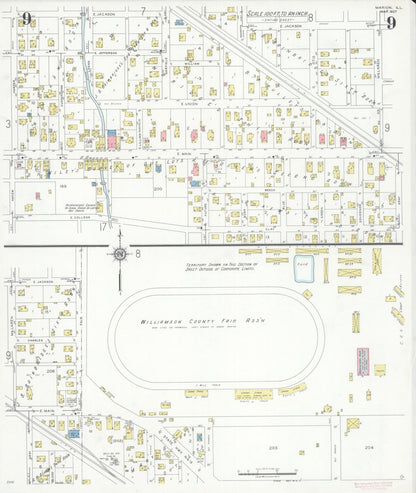 Sanborn Fire Insurance Map from Marion, Williamson County, Illinois (1937), Sheet #0009 - Complete Map Set gallery image, historic Sanborn map, vintage wall art, Illinois Illinois