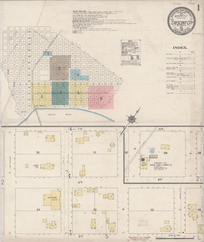 Sanborn Fire Insurance Map from Crescent City, Del Norte County, California (1915), Sheet #0001 - Complete Map Set gallery image, historic Sanborn map, vintage wall art, California California