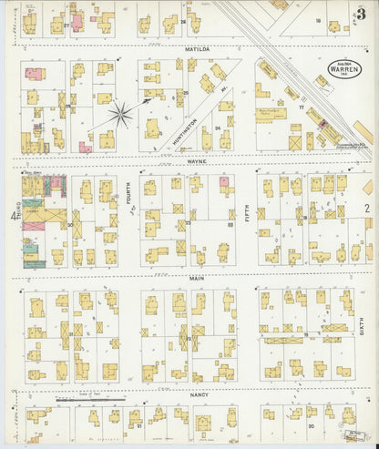 Sanborn Fire Insurance Map from Warren, Huntington County, Indiana (1904), Sheet #0003 - Complete Map Set gallery image, historic Sanborn map, vintage wall art, Indiana Indiana