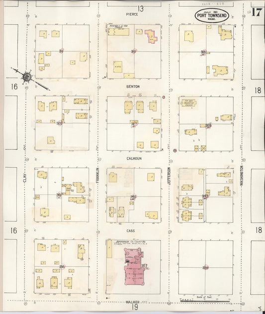 Sanborn Fire Insurance Map from Port Townsend, Jefferson County, Washington (1949), Sheet #0017 - Historic Sanborn Fire Insurance Map Print, vintage old map wall art, antique decor, genealogy gift, Washington Washington map