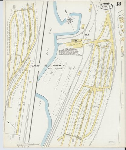 Sanborn Fire Insurance Map from Cadillac, Wexford County, Michigan (1895), Sheet #0013 - Complete Map Set gallery image, historic Sanborn map, vintage wall art, Michigan Michigan