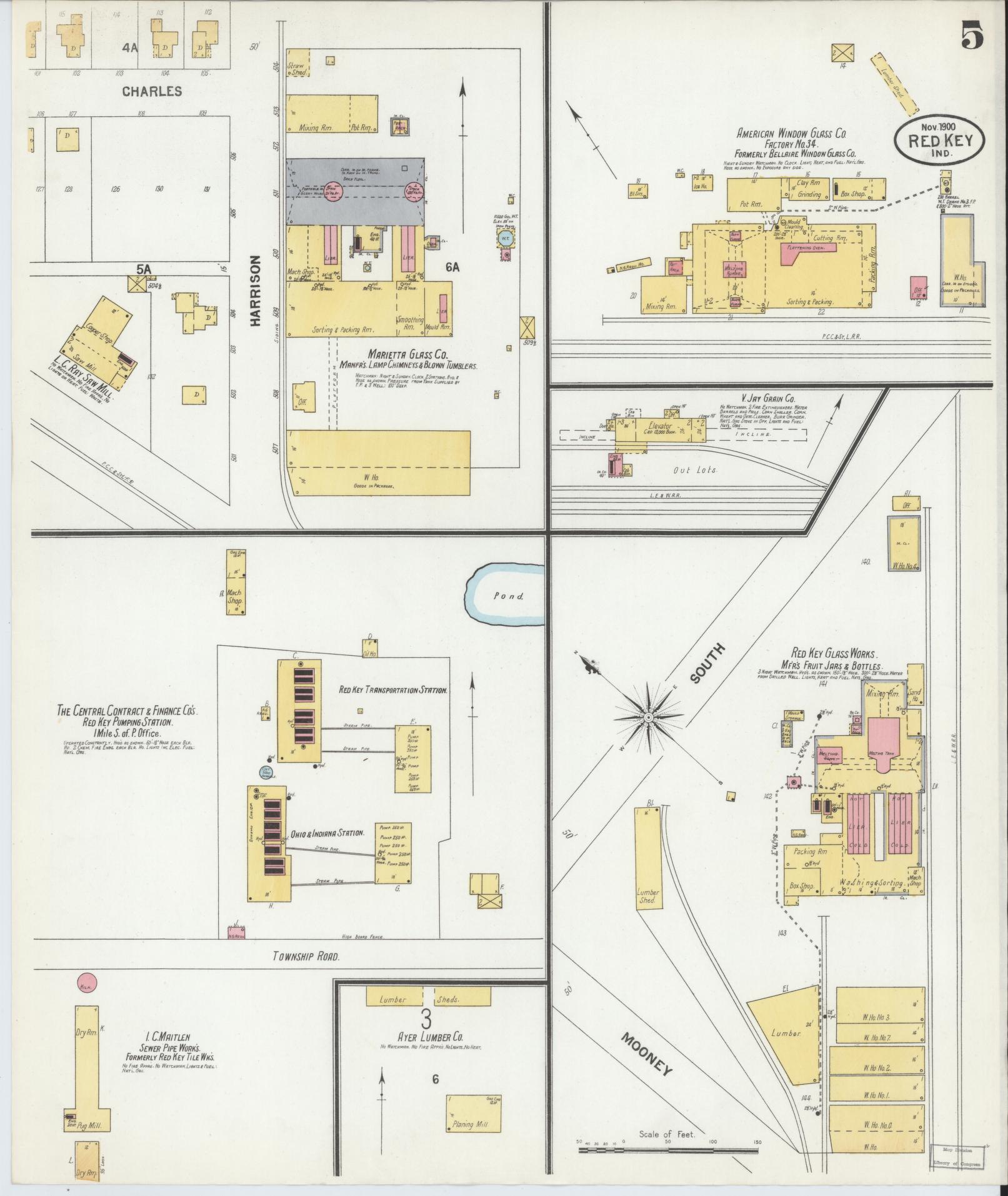 Sanborn Fire Insurance Map from Redkey, Jay County, Indiana (1900), Sheet #0005 - Complete Map Set gallery image, historic Sanborn map, vintage wall art, Indiana Indiana
